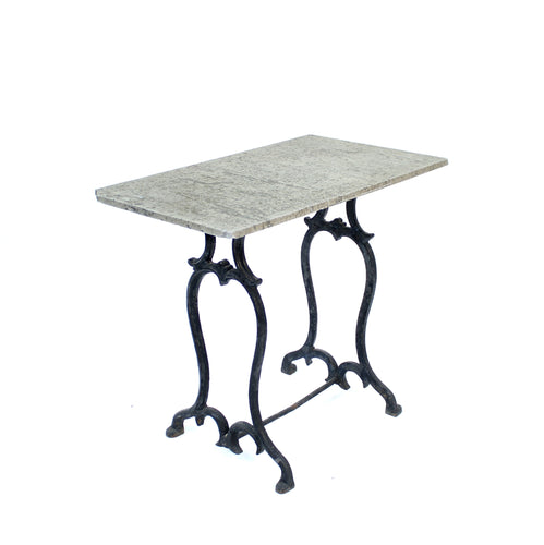 Swedish garden table with cast iron base and stone top, early 20th century