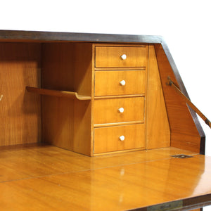 Free standing Swedish Modern secretaire in Walnut and Elm, 1940s