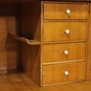 Free standing Swedish Modern secretaire in Walnut and Elm, 1940s