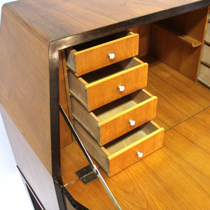 Free standing Swedish Modern secretaire in Walnut and Elm, 1940s