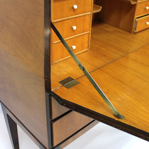 Free standing Swedish Modern secretaire in Walnut and Elm, 1940s