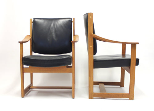 Rare pair of special commissioned Sven Kai Larsen arm chairs made by Nordiska Kompaniet, 1960s